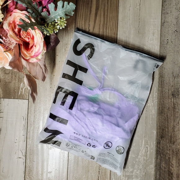 NWT SHEIN EZwear Violet Purple Solid Drawstring Ruched Tee Size 6 - Picture 6 of 16